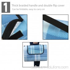 (79x79)Water Resistant Foldable Picnic Blanket Mat Camping Beach Pad(Purple Plaid) 568874290